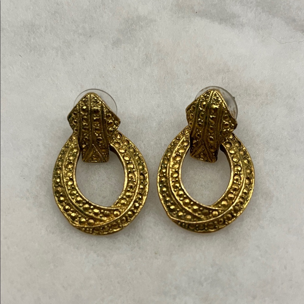 Vintage 1980s Gold Drop Earrings